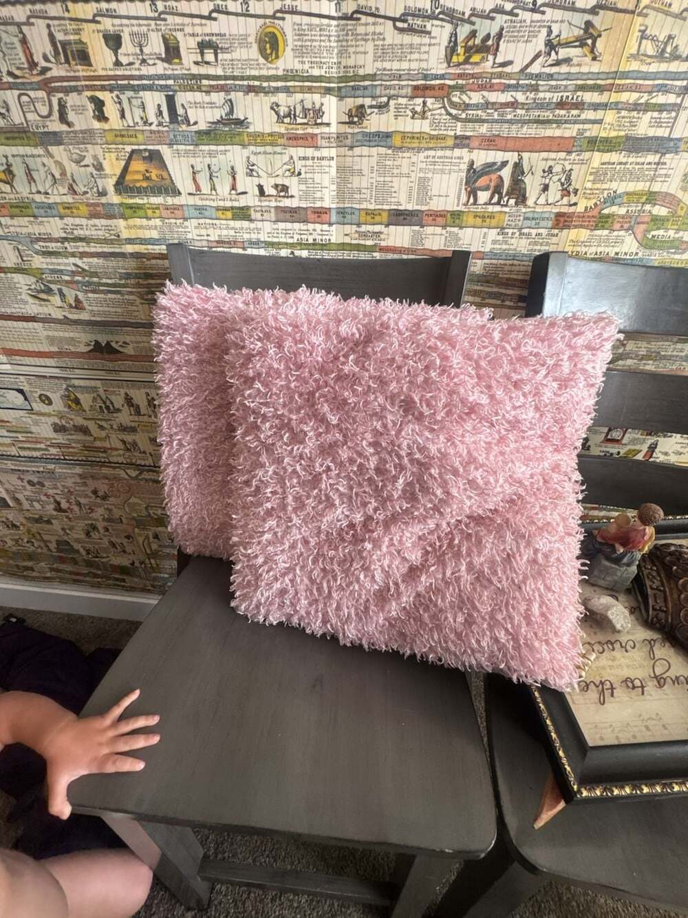 Pink Curly Shag Decorative Throw Pillow